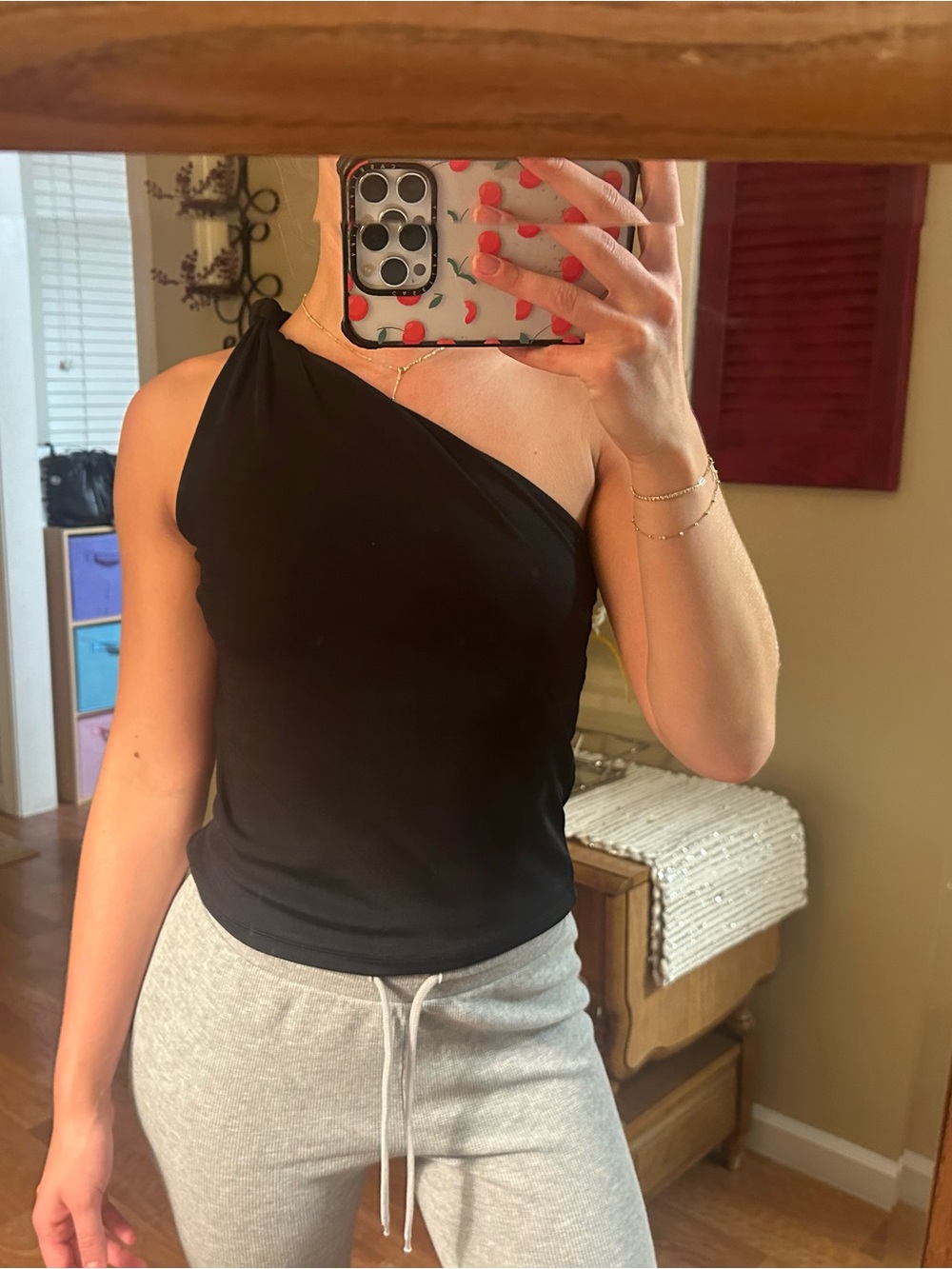 Abercrombie & Fitch Black One-Shoulder Tank Top